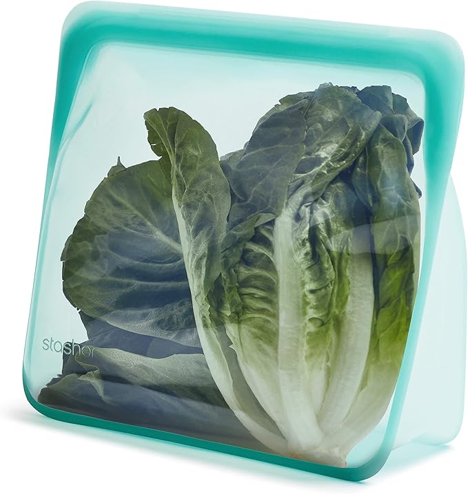Stasher Premium Silicone Reusable Food Storage Stand-Up Bag Mega, Aqua, Microwave, Sous Vide, Dishwasher, Oven and Freezer Safe, BPA Free, Leak-free, Eco-friendly, 104 Oz