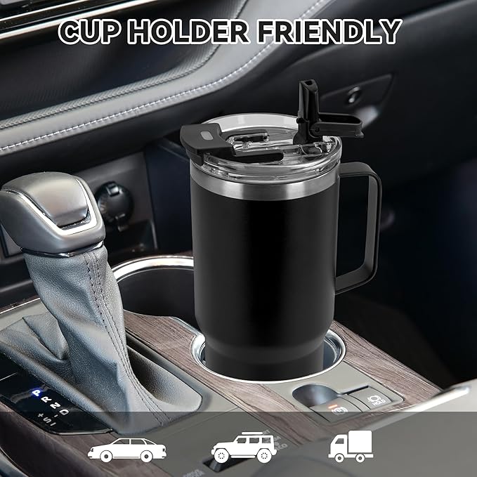 HASLE OUTFITTERS 30oz Tumbler With Handle, Insulated Travel Coffee Mug With Straw Leak-Proof Double Wall Stainless Steel Vacuum Tumblers Metal Cup with Straw for Hot and Cold Drink