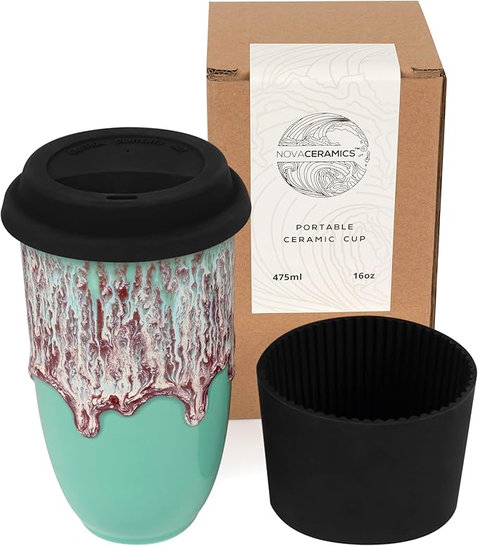 Travel Mug On the Go Coffee Tumbler Microwave & Dishwasher Safe Green Tumbler - Gifts For Women Men Him Her 16oz Nebula