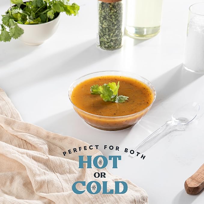 PLASTICPRO 50 Pack Plastic Bowls Crystal Like 10 oz Bowls Elegant Clear Plastic Bowls for Party and Occasions