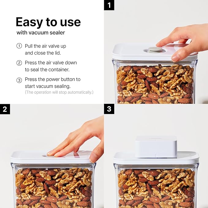 VAKUEN Premium Airtight Food Storage Container. Special Edition Mercury Color 8P/Set. 7pcs Container and Vacuum Sealer. Patented Double Silicone Lining, 100% Leak Proof, BPA-FREE