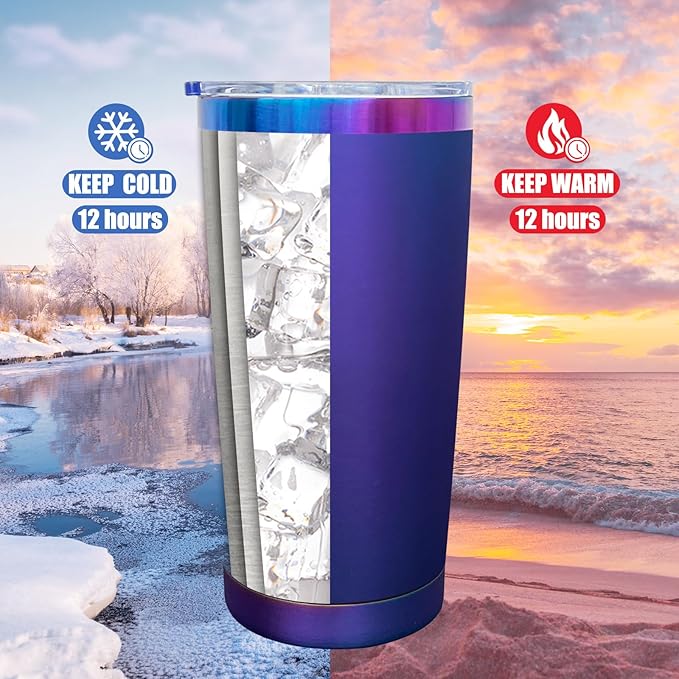 20 oz Tumbler Bulk 4 Pack Stainless Steel Tumblers with Lids and Straws, Double Wall Vacuum Insulated Travel Coffee Mug for Laser Engrave, Powder Coated Cups for Hot and Cold Drinks (Blue,4 pack)