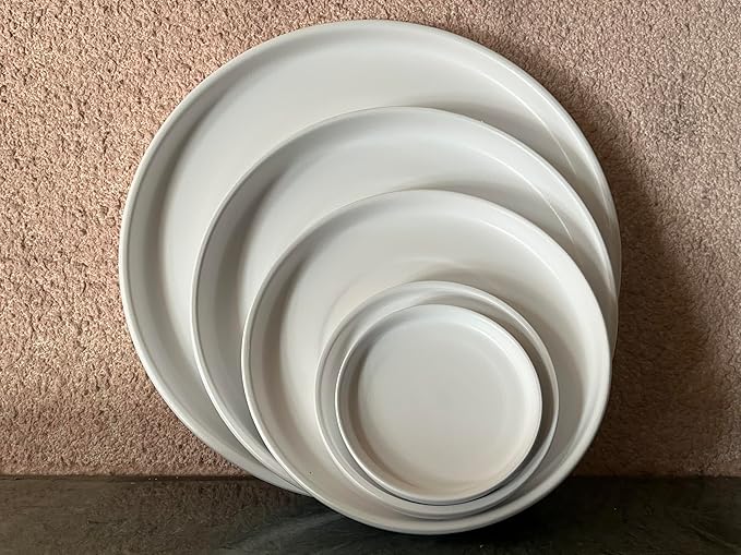 12 Inch Large Ceramic Saucer - Ceramic Drainage Tray for Plant Pot (Matte White)