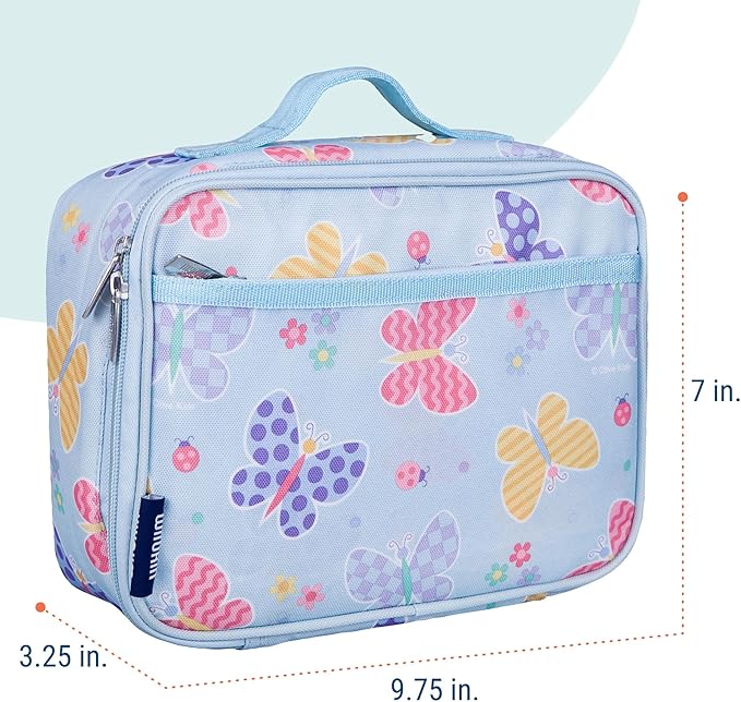 Wildkin Kids Insulated Lunch Box – Durable and Reusable for School & Travel - Butterfly Garden