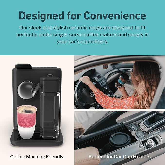 Travel Mugs - Ceramic Tumbler With Lid – Ceramic Travel Mug To Go Cup – Microwave & Dishwasher Safe Ceramic Coffee Tumbler - Gifts For Women Men Him Her – 12oz – Coral Pink