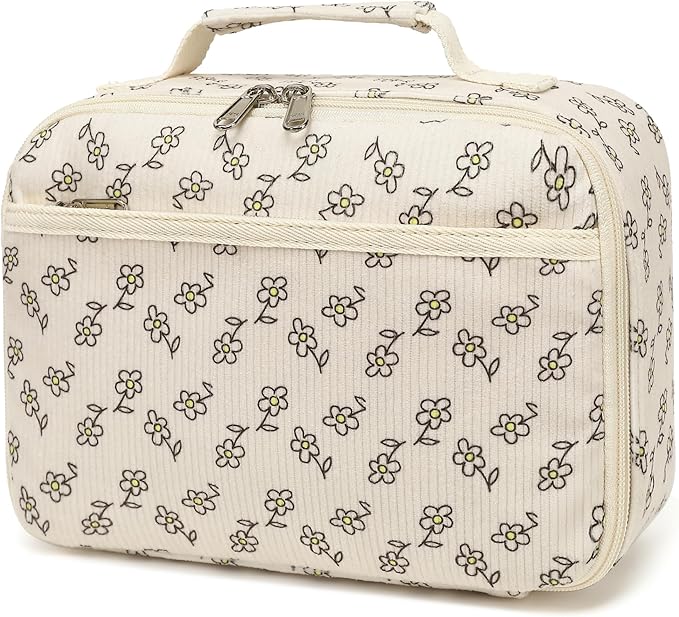 Bluboon Kids Girls Lunch Bag Insulated Lunch Box for school Corduroy Lunch Cooler Organizer School Kids Lunch Tote
