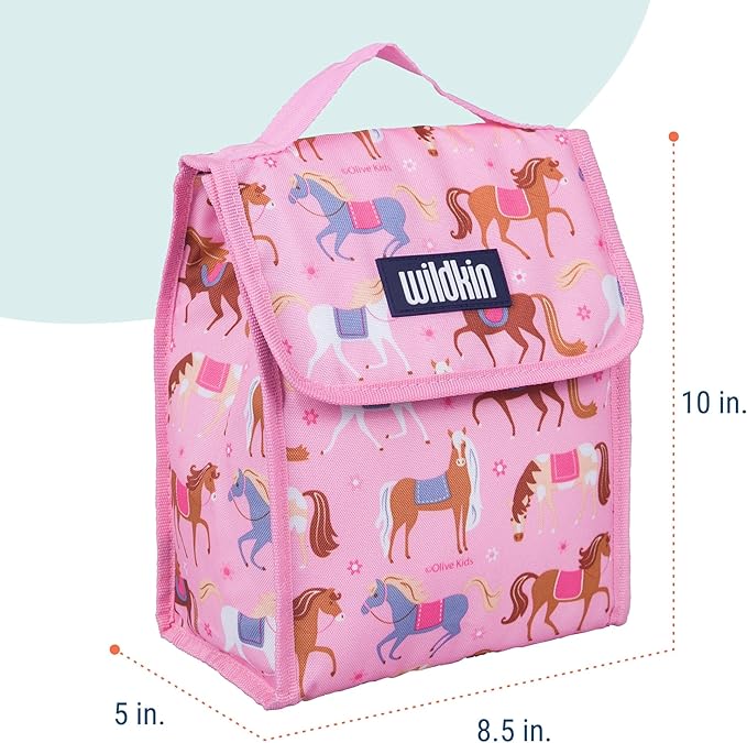Wildkin Kids Insulated Lunch Bag – Reusable, Ideal for Hot/Cold Snacks, School & Travel - Horses