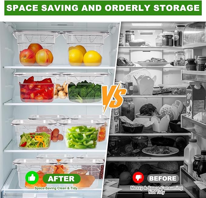 West Bay 10 Pack 1/6 Size Plastic Food Pans with Lids, 4 Inch Deep Clear Polycarbonate Hotel Pans for Commercial & Home Use, Stackable Food Storage Containers for Fridge, Kitchen & Catering