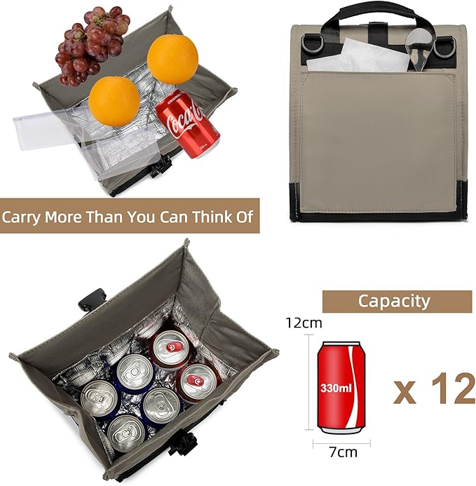 SUNNY BIRD Insulated Lunch Bag Rolltop Lunch Box Tote Bag for Women, Men, Adults and Teens (Grey and black)