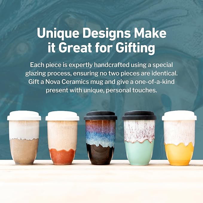 Travel Mug - Ceramic To Go Coffee Mug With Lid – Travel Mug Ceramic To Go Cup – Microwave & Dishwasher Safe Ceramic Coffee Mug With Lid - Gifts For Women Men Him Her – 12oz – Sage Green