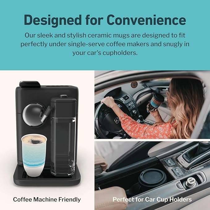 Travel Mug - Portable Coffee To Go Mug Microwave & Dishwasher Safe Coffee Cups Reusable - Gifts For Women Men Him Her 12oz - Lagoon