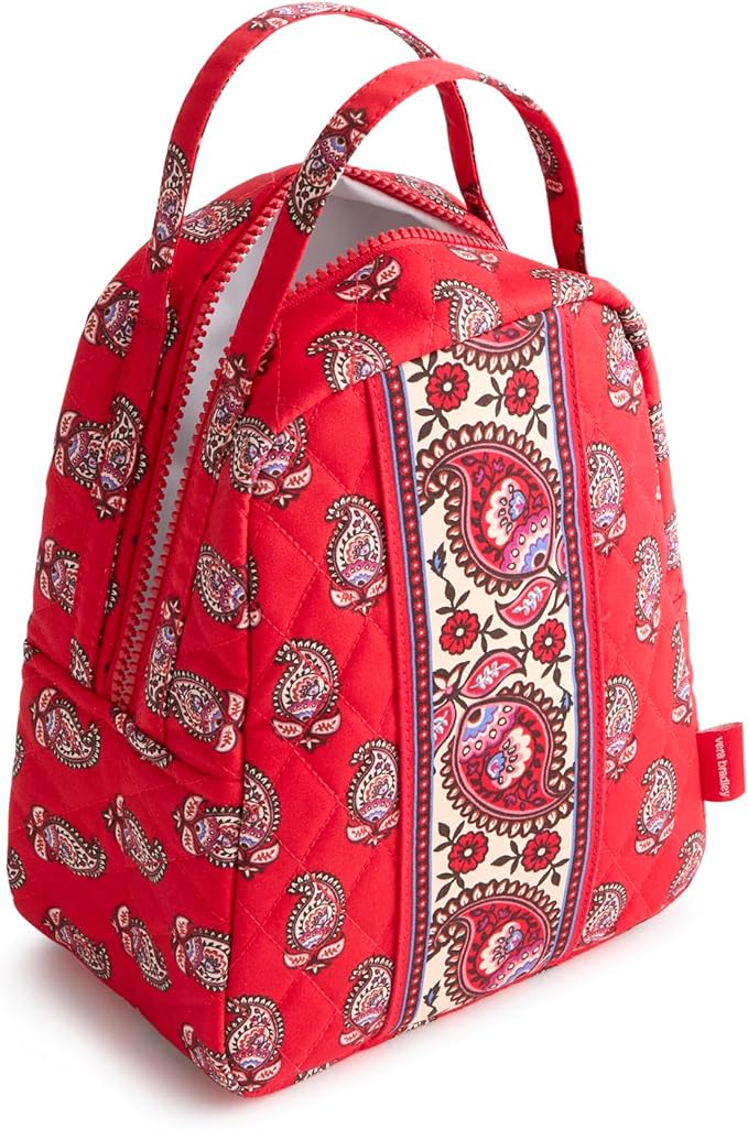 Vera Bradley Premium Cotton Lunch Bag, Flowering Paisley Goji Berry