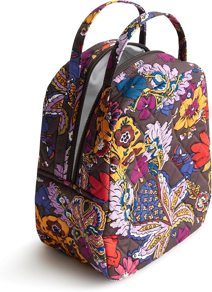 Vera Bradley Women's Premium Cotton Lunch Bag, Colorful Bouquet, One Size