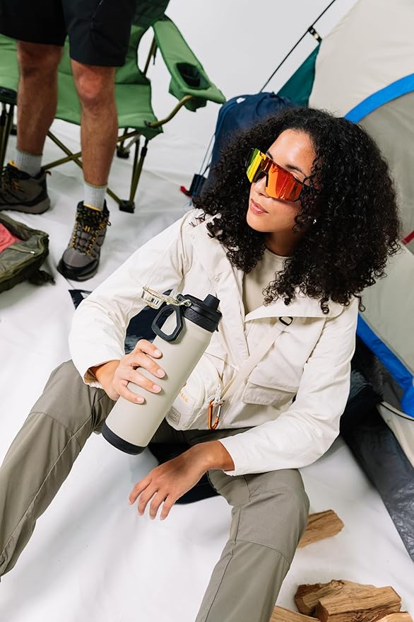 ZULU Powerfill Pro 24oz Stainless Steel Water Bottle with Quick Fill Lid, Triple Walled Vacuum Insulated Metal, Leak Proof Locking Lid, Sip and Chug, Reusable BPA Free, Ash