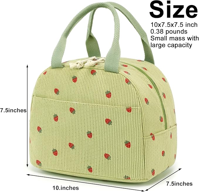 Bluboon Lunch Bag for Women Men Cute Corduroy Lunch Tote Bags Reusable Insulated Lunch Box Large Capacity Reusable Insulated Cooler for Work Picnic or Travel