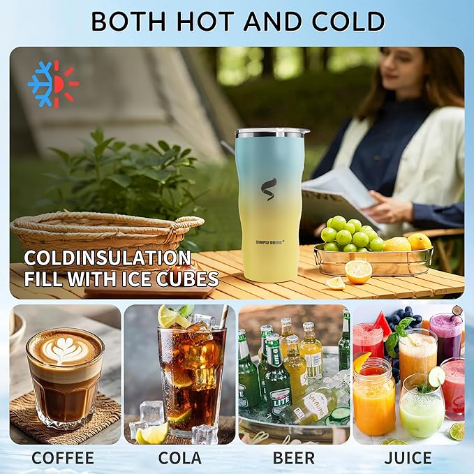 20Oz Insulated Tumbler With Straw And Lid,Spill Proof Tumbler for Iced Coffee And Hot Beverage, Double Wall Vacuum Travel Mug,Stainless Steel Straws for Tumbler, Yellow