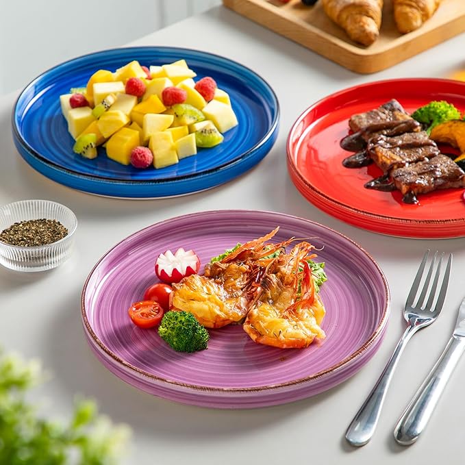 vancasso Bonita 8.5 inch Salad Plates, Ceramic Small Dinner Plates Set, Dessert Plates Set of 6, Microwave,Oven and Dishwasher Safe, Multicolor