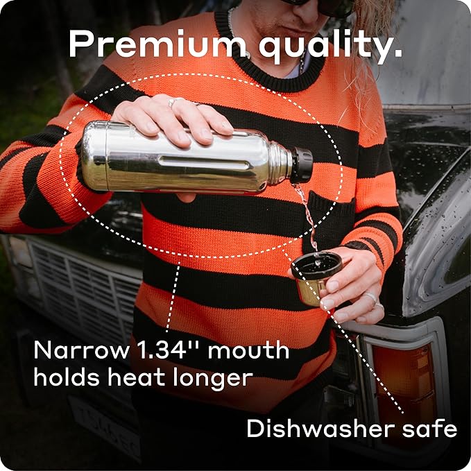 BOBBER 26 oz Stainless Steel Thermos Bottle with Cup Lid – BPA-Free, Dishwasher Safe Vacuum Insulated Metal Water Bottle – Keeps Hot for 36 Hours, Cold for 54 Hours (Glossy)