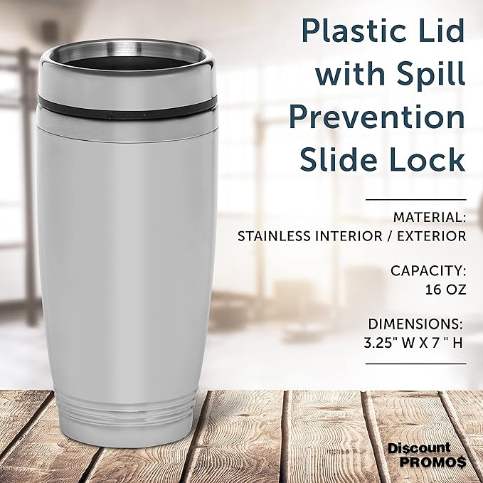 DISCOUNT PROMOS Stainless Steel Tumblers 16 oz. Set of 6, Bulk Pack - Perfect for Coffee, Soda, Other Hot & Cold Beverages - Silver