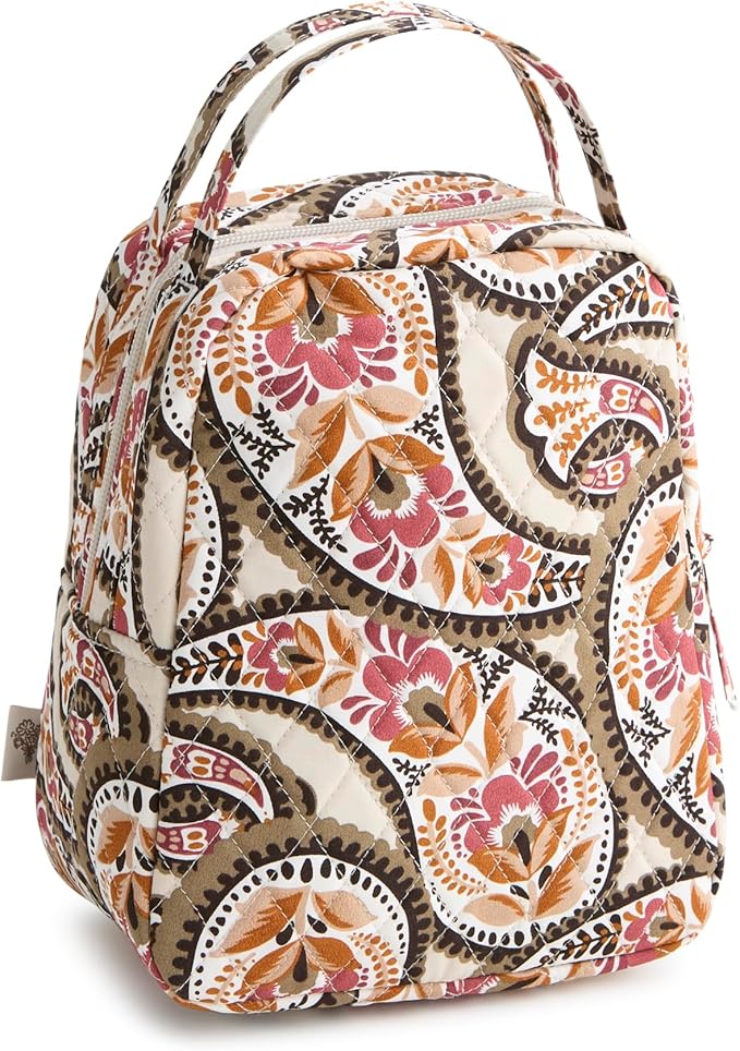 Premium Cotton Lunch Bag, Blooming Paisley, One Size