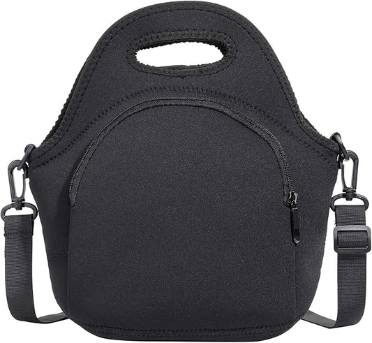 CILLA Neoprene Lunch Bag for Women Insulated Lunch Tote Bags Washable Lunch Container Box Picnic Lightweight Meal Prep Bags(Black+)