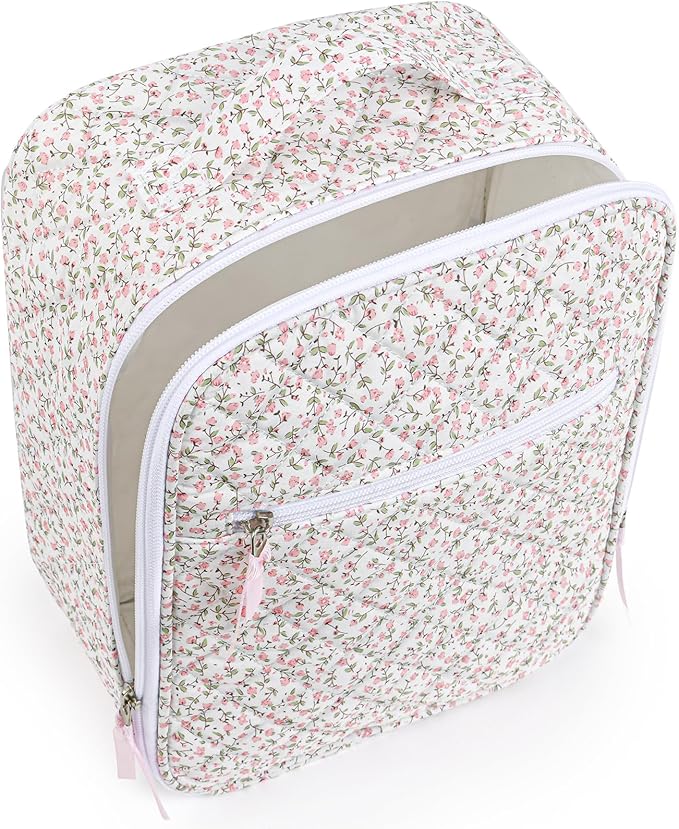 Aileam Lunch Box Lunch Bag for Women Cute Girls Insulated Womens Lunch Bag For Work Quilted Large Capacity Reusable Insulated Cooler for Work School Picnic Travel Pink Little Floral