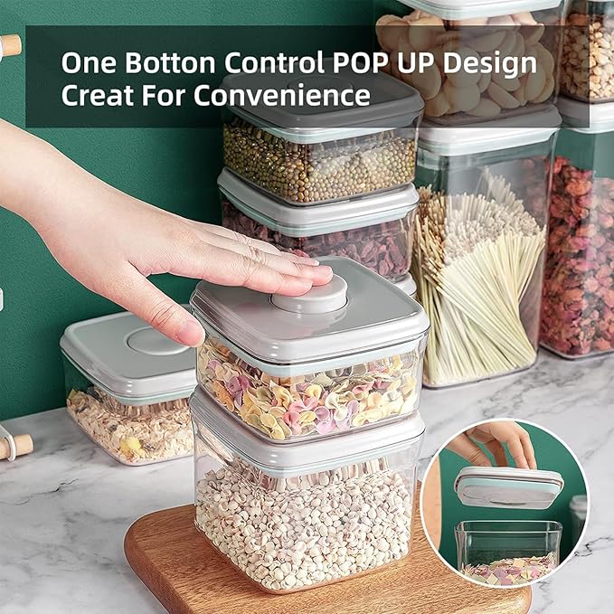 Pop Containers with Lids - Stackable Airtight Food Storage, Kitchen Pantry Storage Containers for Snacks Candy Salt Herbs Spices BPA-Free (15PCS (0.5 + 1.2 + 2.0 + 2.7 + 3.3 Qt) * 3)