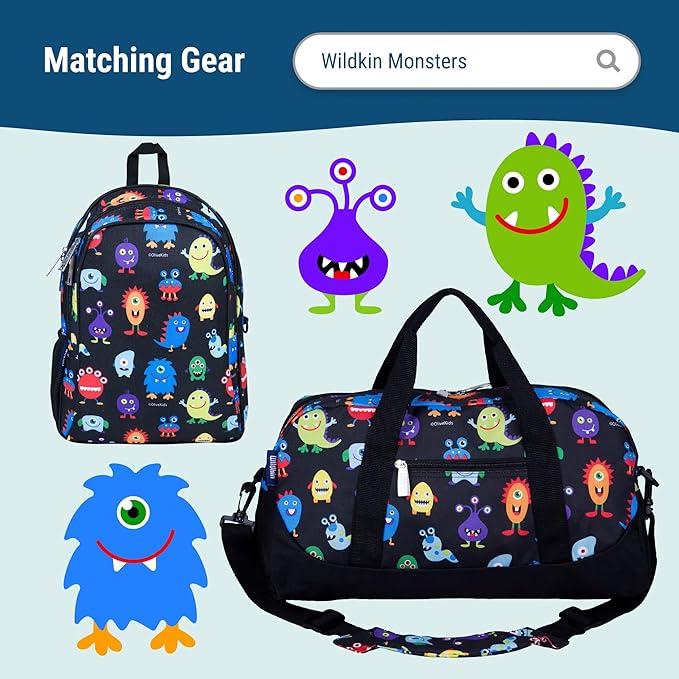 Wildkin Kids Insulated Lunch Bag – Reusable, Ideal for Hot/Cold Snacks, School & Travel - Monsters