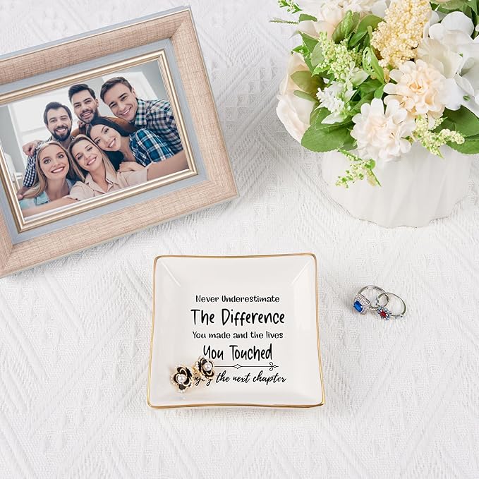 Retirement Gifts for Women Coworker Leaving Gifts Going Away Gift Retirement Gift Jewelry Dish for Friends Retired Teachers Nurses Doctor Boss Goodbye Farewell Gifts for Coworkers New Job