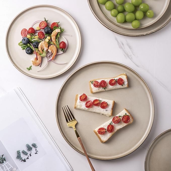 AmorArc Stoneware Dinnerware Sets,Round Reactive Glaze Ceramic Plates and Bowls Set,Highly Scratch Resistant | Dishwasher & Microwave Safe Dishes,Service for 6 (18pc)