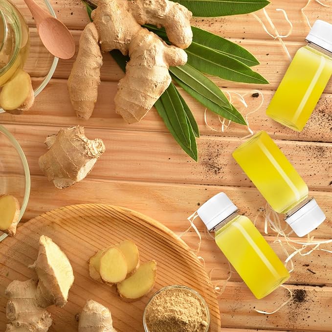30 Pcs 2 Oz Small Plastic Bottles for Liquids,Ginger Shot with Caps,Empty Shot Bottles for Liquor,Juice,Weddings,Parties,DIY