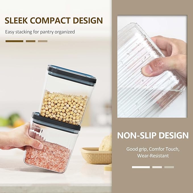 2 PACK Food Storage Containers with Airtight Lids, 112oz Tall Kitchen Food Container, BPA Free, Dry Food Storage for Pasta, Spaghetti, Cereal, Flour Pantry Organization, Navy