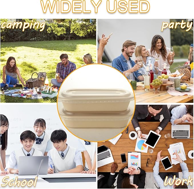 100Pcs 17 oz Paper Bowls with Lid, Disposable Salad Bowls with Lids, Microwave Safe Paper Take Out Food Containers for Meal Prep