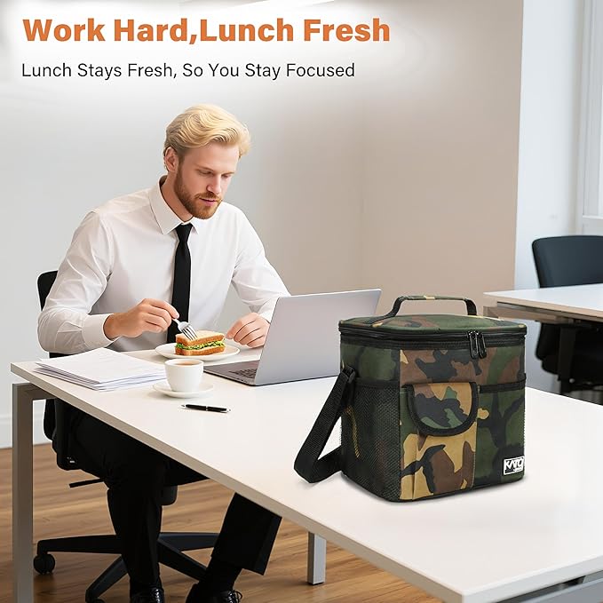 Tirrinia Insulated Large Lunch Bag for Women Men, Leakproof Lunch Box Containers for Adults, Work, School, Soft Lunchbox for Kids, Boys, Adult Cooler Bag for Picnic, Hiking,Beach