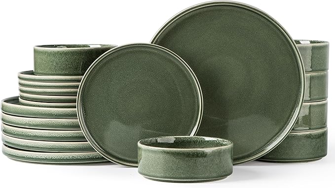 AmorArc Ceramic Dinnerware Sets, Handmade Reactive Glaze Stoneware Plates and Bowls Sets,Highly Chip and Crack Resistant | Dishwasher & Microwave Safe Dishes Set, Service for 8 (24pc)