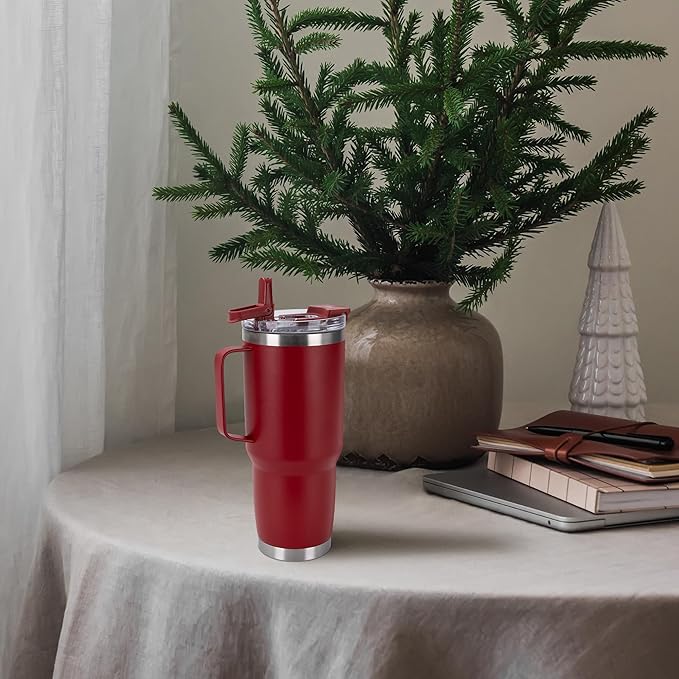 HASLE OUTFITTERS 30oz Tumbler With Handle, Insulated Travel Coffee Mug With Straw Leak-Proof Double Wall Stainless Steel Vacuum Tumblers Metal Cup with Straw for Hot and Cold Drink