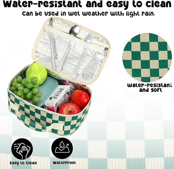 Bluboon Kids Girls Lunch Bag Insulated Lunch Box for school Corduroy Lunch Cooler Organizer School Kids Lunch Tote