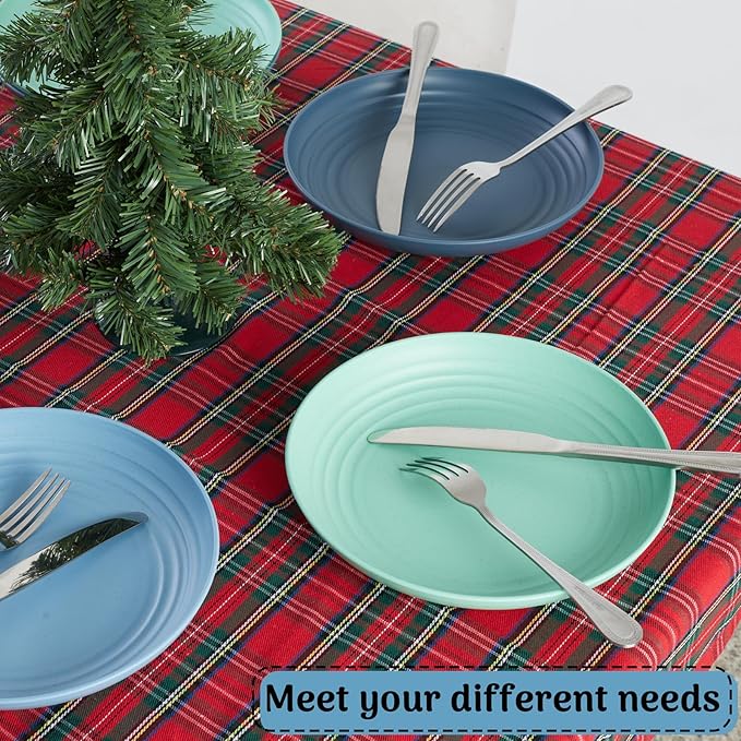 12PCS Unbreakable Dinner Plates, Dishwasher & Microwave Safe Plastic Plates Reusable, Lightweight Wheat Straw Plates for kitchen (Serenity, 9 IN)