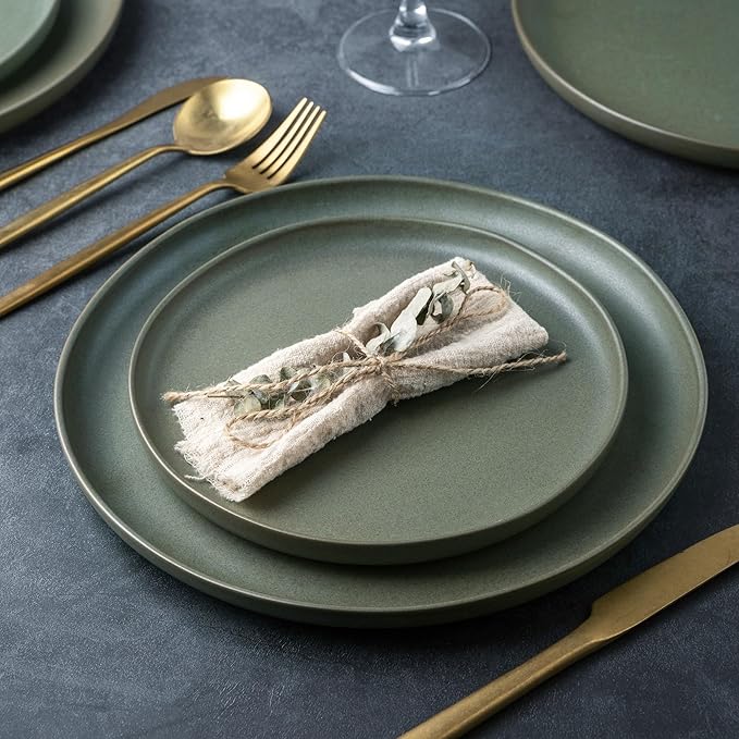 AmorArc Dinnerware Sets, Wavy Rim Plates and Bowls Sets,Highly Chip and Crack Resistant | Dishwasher & Microwave & Oven Safe Dishes set, Service for 8 (24pc)