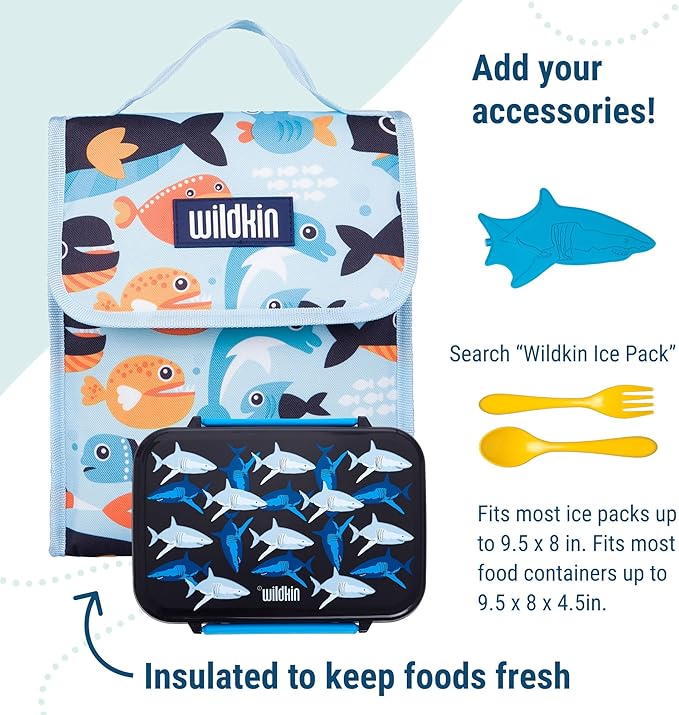 Wildkin Kids Insulated Lunch Bag – Reusable, Ideal for Hot/Cold Snacks, School & Travel - Big Fish