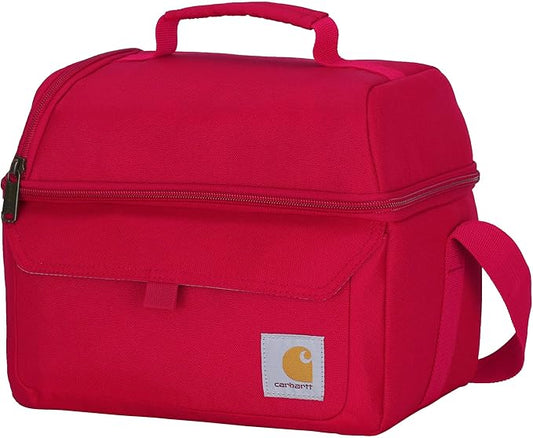 Carhartt 12 Can Two Compartment Lunch Box | Durable, Fully-Insulated Lunch Bag for Women & Men, Duck Blind Case, Large Lunchbox (Industry Red)