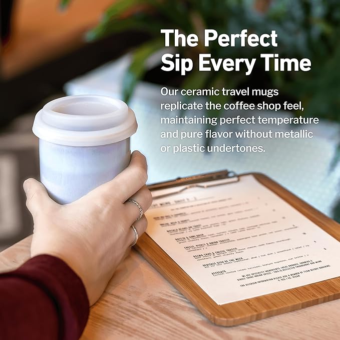 Travel Mug – Portable Coffee Tumbler – Unique to Go Mug – Microwave & Dishwasher Safe Purple Coffee Tumbler - Gifts for Women Men Him Her – 12oz – Horizon