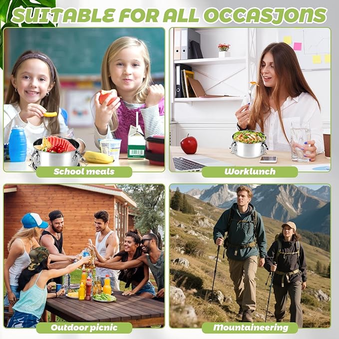 4 PCS 304 Stainless Steel Lunch Boxes, 36 Oz Food Storage Containers With Lids, Portable Metal Lunch Containers for Travel, Work, and Home-Leftover Storage