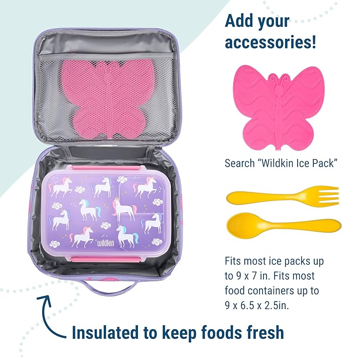 Wildkin Kids Insulated Lunch Box – Durable and Reusable for School & Travel - Paisley