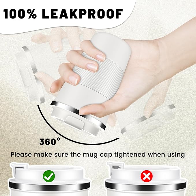 Insulated Coffee Tumblers with Flip Lid 12oz / 17oz, Stainless Steel Travel Coffee Mug Leak Proof, Vacuum Insulated Coffee Mug Reusable Cup, Keeps Cold and Hot for Coffee Tea