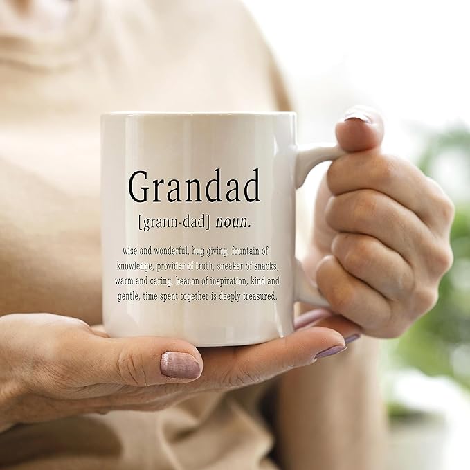 QASHWEY Grandpa Mug, Grandpa Coffee Mug, GrandpaGifts from Grandchildren, Grandad Grandfather Gift, GrandpaBirthday Coffee Cups Ceramic 11oz, Grandad Definition Tea Cup