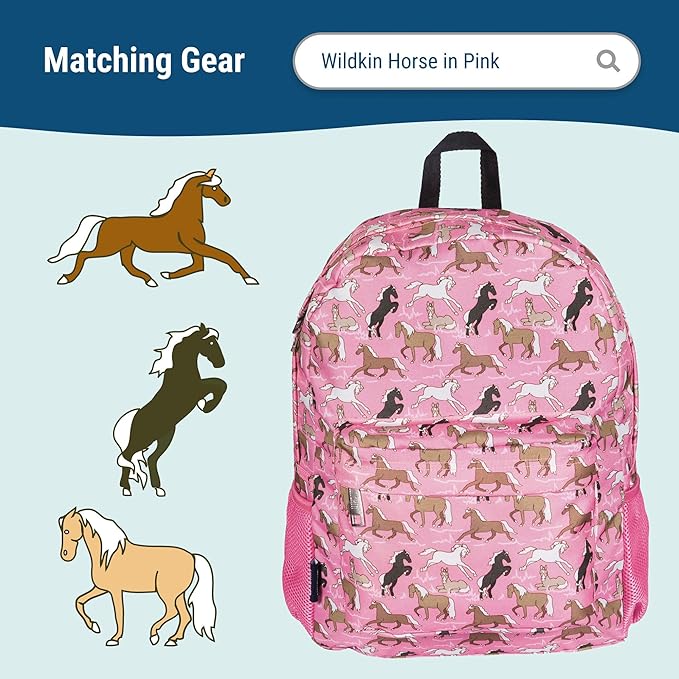 Wildkin Kids Insulated Lunch Box – Durable and Reusable for School & Travel - Horses in Pink