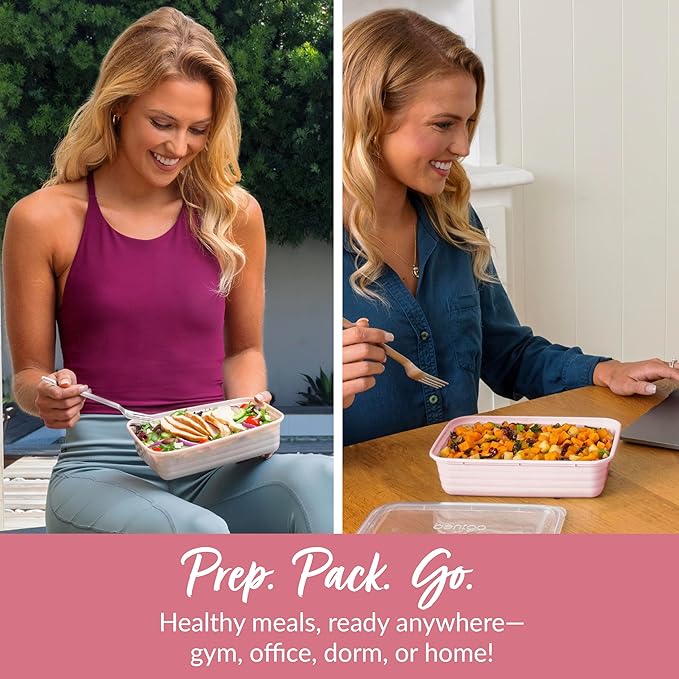Bentgo Prep - 20-Piece 1-Compartment Reusable Meal Prep Containers with Lids, PFAS & BPA Free Materials, Durable, Microwave, Freezer, & Dishwasher Safe To Go Food Storage (Blush Pink)
