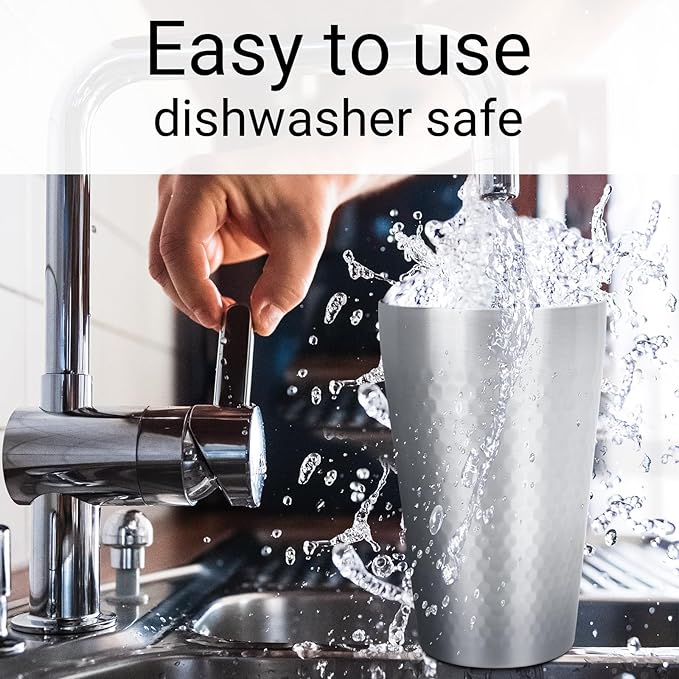 Beasea Stainless Steel Cups 15 oz, 4 Pack Large Stackable Stainless Steel Tumbler Bulk Double Wall Insulated Metal Pint Glasses Tin Cups for Drinking Home Restaurant Office Party Camping