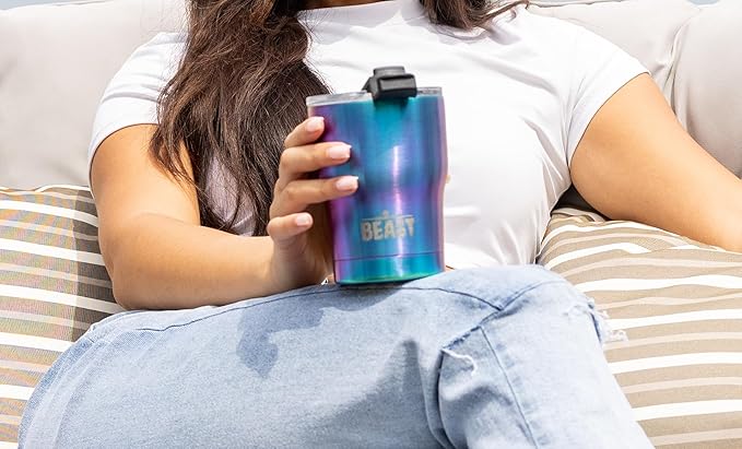 Beast 10 oz Tumbler Stainless Steel Vacuum Insulated Coffee Ice Cup Double Wall Travel Flask (Rainbow)